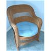 Image 1 : Natural Wicker Rocker w/Blue Cushion