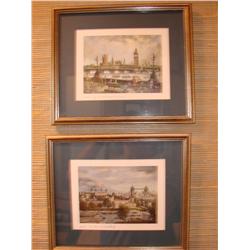 2 London Prints "House of Parliament" "Tower Bridge"