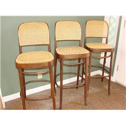 3 Cane Seat & Back Bar Stools
