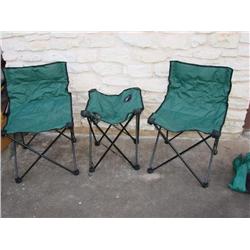 Pr. Of Folding Canvas Chairs w/Drink Holder Table