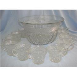 Crystal Punch Bowl & Glass Ladle