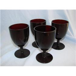 4 Ruby Water Goblets