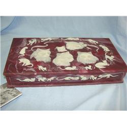 Genuine Incolay Stone Jewel Box (Cat Design)