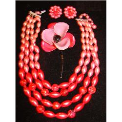 Vintage Necklace, Brooch & Earing Set