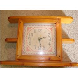 Embroidered Sampler Clock w/Glass Front