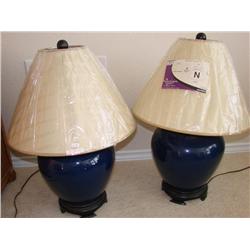Pair of Blue Lamps w/Shades