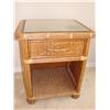 Image 1 : Natural Wicker End Table w/Glass Top
