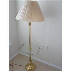 Brass Floor Lamp w/Glass Table Top