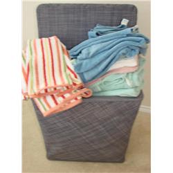 Hamper FULL of towels, sheets & rugs