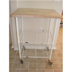Kitchen Island Cart w/Wood Top & Lockable Casters