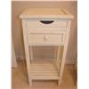 Image 1 : Wood & White Wicker Nightstand