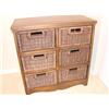 Image 1 : 6 Drawer Wood & Wicker Storage Cabinet
