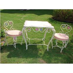 Adorable Painted Table w/2 Matching Chairs