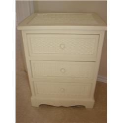 Small 3 Drawer White Wicker Chest