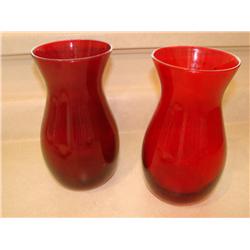 2 Ruby Red Vases