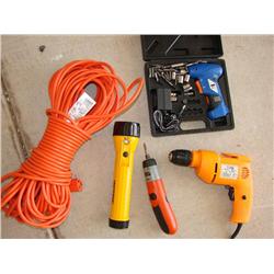 Tools:Drill, Flashlight,Extension Cord (5 items)