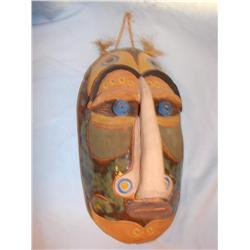 Clay Tribal Mask signed: P. Black