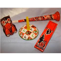 4 Old Metal Halloween Noisemakers