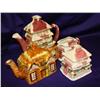 Image 1 : 2 "House" Teapots w/Cream & Sugar