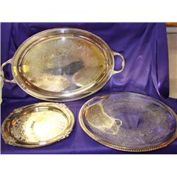 3 Silver Serving Platters