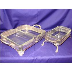 Double & Single Serving Dishes w/Glass Inserts