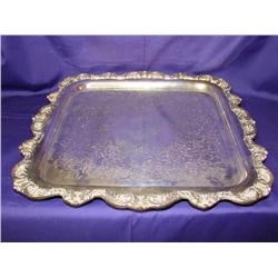 Square E.P. Silverplate Footed Platter by Poole