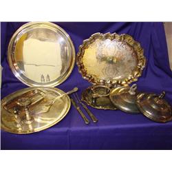 Assorted Silver & Plate Serving Pcs. S&P's