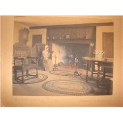 Wallace Nutting Signed Print "Embroidering"