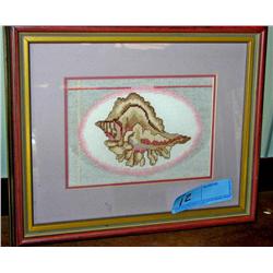 Seashell Needle Point Framed