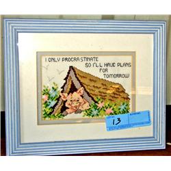 Procrastination Framed Needlepoint