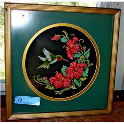 Humming Bird Framed Needlepoint