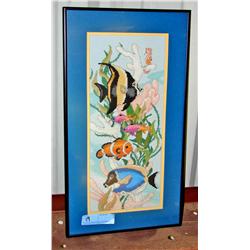 Framed Aqauatic Needlepoint