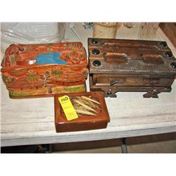 Three Carved Wooden Jewelry Boxes