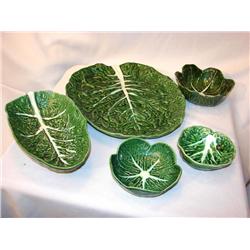 F Mendes Portugal Five Gren Leafy Bowls & Platters