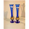 Image 1 : Cobalt Blue Stemmed Vase w/Gold Rings