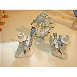 Bavaria West Germany Porcelain Bird Candle Holders