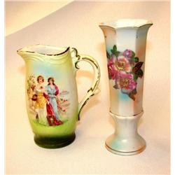 Old Ceramic Pitcher/Floral Vase