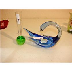 Blefeld & Co Green Portugal Stem Vase & Glass Swan