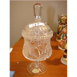 Lead Crystal Hand Blown & Cut Bowl & Lid