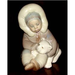 Lladro Eskimo Boy with Bear Cub