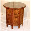 Image 1 : Carved Wooden Round Glass Top Table