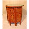 Image 1 : Carved Small Wood Round Glass Top Table