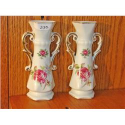 Pair of White Floral Wall Vases