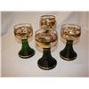 Image 1 : Four Green & Gold Commemorative Wine Glasses