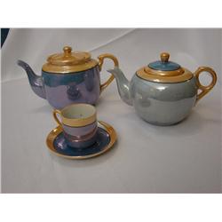 Japanese Blue & Gold Teapot & Cup/Saucer