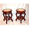 Image 1 : Two Round Wooden Marble Top Stands