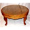Image 1 : Round Wood Carved Glass Top Coffee Table
