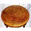 Image 2 : Round Wood Carved Glass Top Coffee Table