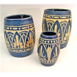 Three Blue & White Pottery Jars Sabah