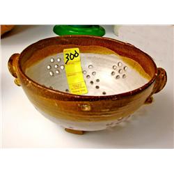Brown & White Pottery Collander